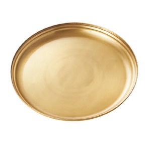 Plateau de forme ronde décoratif en laiton massif plateau de service de table élégant organisateur de rangement en or pour parfum bijoux nourriture thé bougie - Product Image 4