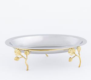 Usine indienne de grands bols à motifs floraux assiettes plateaux-bols à salade de fruits et de noix en laiton acier objets décoratifs pour la maison - Product Image 3