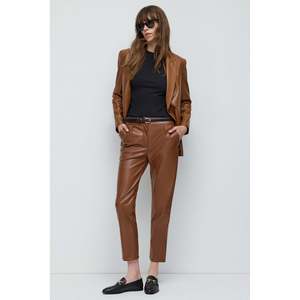 Leather-Look Wide-Leg Trousers with <b>Tie</b> Waist - Product Image 2