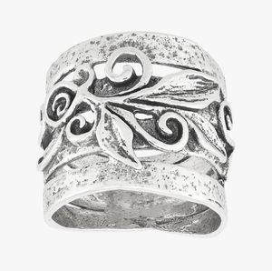 CASA DE PLATA Anillo de textura de Plata de Ley 925 para mujer Anillos de racimo de ajuste invisible para regalos - Product Image 1
