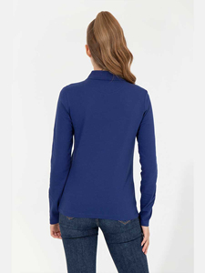 Wholesale <b>Women's</b> <b>Polo</b> Shirts Cotton 3 Button Long Sleeve <b>Tops</b> Cool Shirt Business Casual Plain Wholesale Blue <b>Polo</b> Shirts - Product Image 3