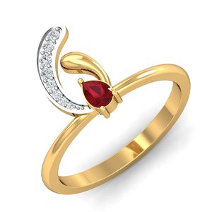 Bague minimaliste en laiton grenat plaqué or 18 carats avec zircon ondulé, vente en gros pour femmes - Product Image 2