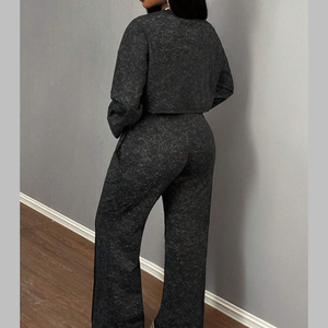 Custom Logo Sport Wear Oversized Cropped Hoodie and <b>Jogger</b> Shorts <b>Women</b> Set Plus Size Tracksuits 2 Piece Set Washed Hoodie - Product Image 2