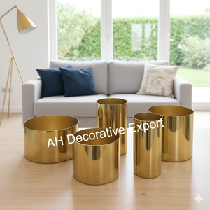 Ensemble de vases à fleurs en métal gris mat moderne, vases cylindriques décoratifs pour la décoration de la maison et des événements - Product Image 4