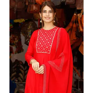 Abaya élégante en rayonne douce à col rond, longue et à coupe évasée, de couleur rouge rose, pour femmes musulmanes du Moyen-Orient, pour un usage quotidien à la maison, 2024-2026 - Product Image 6