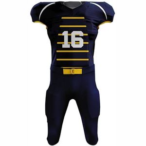 Maillot de football américain personnalisé, court, unisexe, sublimé, noir et bleu, équipe, haute qualité, respirant, protection UV, vêtements de sport - Product Image 5