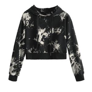 Sweat-shirt à capuche court tie-dye en gros OEM, sweat-shirt à capuche personnalisé, sweat-shirt court pour femmes - Product Image 3