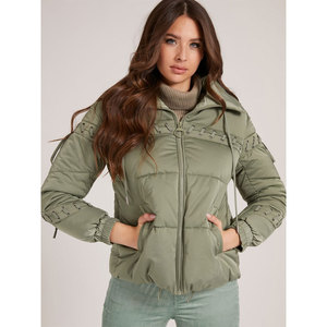 Chaqueta acolchada de satén de alta calidad para mujer, abrigo con cremallera completa, capucha transpirable, prendas de vestir exteriores acabadas, teñidas lisas para invierno - Product Image 6