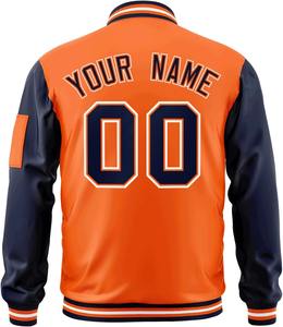 Chaqueta universitaria con colores de contraste, nombre de equipo personalizado, número, bordado personalizado, bombardero, chaqueta universitaria con letras, triangulación de envíos - Product Image 2
