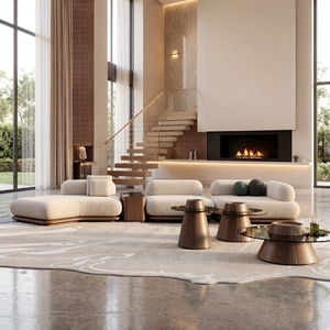 Sofá de Tela de Alta Gama, Sofá Seccional Gris, Sofá Moderno de Lujo para Sala de Estar, Juego de Muebles - Product Image 1