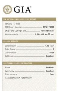 Offres B2B D'Vins Jewels pour diamant blanc naturel certifié de 1,10 CT, couleur E, pureté FL FLOW, taille EX, polissage brillant - Product Image 3