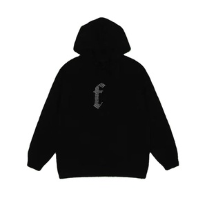 Vente en gros de sweat à capuche d'hiver avec logo brodé sur mesure marque privée coton strass haute qualité polaire coupe normale pull pour hommes - Product Image 3