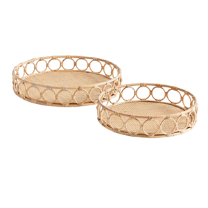 Plateau de service rond en rotin charmant, design intemporel en rotin 100% naturel pour table, décoration intérieure, vente en gros du Vietnam - Product Image 1