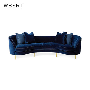 WBERT American <strong>Neo</strong>-classical Grey Velvet Curved Light <strong>Luxury</strong> Nordic Living Room Semi-circular Combination Designer Studio Sofa - Product Image 3