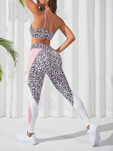 Ensemble de yoga pour femmes, ensemble de fitness, soutien-gorge de sport sans manches, soutien-gorge et leggings de sport à une épaule découpée, taille haute - Product Image 2
