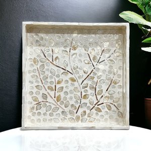 Bandejas de Servir de Lujo con Incrustaciones de Nácar y Hueso, Diseño Floral a Rayas, Aptas para Lavavajillas, para Hoteles y Restaurantes, por FAIZA CRAFT - Product Image 3