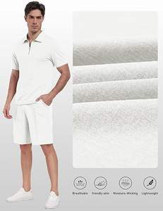 2025 Summer Two Piece Tracksuit Custom Chenille Embroidery Solid Color <b>Zip</b> <b>up</b> Short Sleeve Lapel <b>Shirt</b> and Shorts Set for <b>Men</b> - Product Image 3