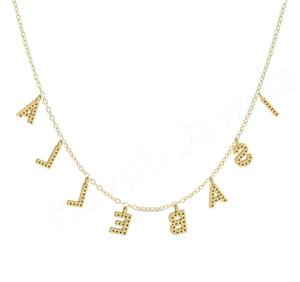 Haute qualité personnalisé créatif Initiale nom Zircon à la mode brillant en argent Sterling cadeau d'anniversaire plaqué or collier pour dame - Product Image 4