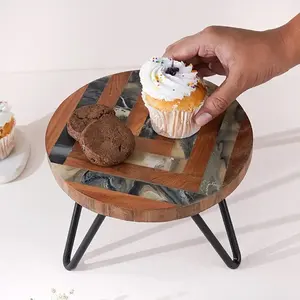 Mehak Imepx, estilo bohemio de lujo, soporte de pastel de resina de madera contemporáneo de alta calidad, hermosa herramienta de decoración de fiesta para pastel - Product Image 6