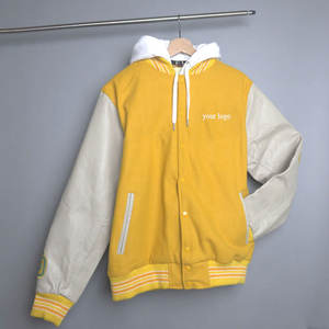 Veste universitaire pour homme, fabricant OEM, veste de baseball chaude d'hiver, bomber, manches en cuir, logo brodé - Product Image 1