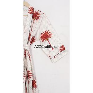Albornoz ligero de algodón con cuello en V para mujer, elegante estampado Floral, ropa de descanso de verano de secado rápido, ropa de dormir de invierno en la cintura - Product Image 4