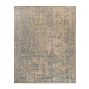 Alfombra de Lana y Seda Entropy Ivory Anudada a Mano Esh-1521, Rectangular, Abstracta, para Sala de Estar, Pasillo, para Adolescentes, para el Hogar - Product Image 1