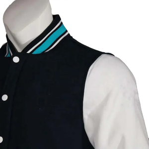 Chaqueta universitaria de poliéster 100% de alta calidad para mujer, cuello levantado, Mangas de cuero de lana, bordado de invierno, calle principal personalizable - Product Image 4