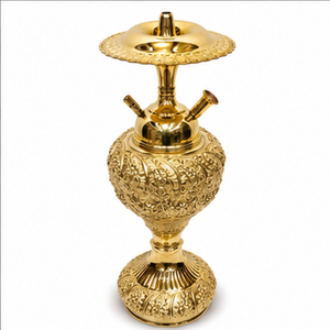 Cachimba de Lujo con Base de Latón Lacado y Grabado Floral Intrincado, Pipa de Shisha Árabe Tradicional para Decoración del Hogar o Salón - Product Image 1