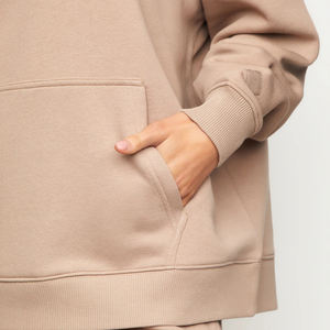 Conjunto de Sudadera con capucha para mujer Winter Fleece Sudadera con capucha de gran tamaño de 2 piezas con logotipo personalizado frontal a prueba de viento - Product Image 5