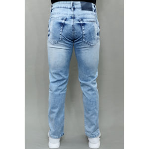 Jeans de Hombre de Nuevo Diseño, Ajustados y Elásticos, Jeans de Hombre de Tiro Medio, Color Azul Claro - Product Image 2