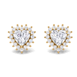 IGI Certified Lab Grown Diamond Heart Cut Double Halo Stud <b>Earrings</b> 9KT <b>Gold</b> Teardrop Diamond <b>Earrings</b> - Product Image 5