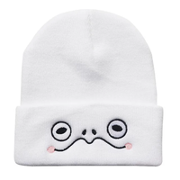 Nouveau bonnet tricoté chaud d'hiver en acrylique avec motif de dessin animé, visage de grenouille triste brodé, idéal pour les voyages
