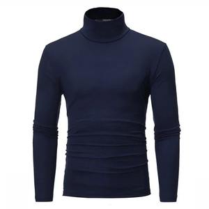 Pull à col roulé en molleton 100 % coton brodé pour homme, tricoté, chaud, noir intégral, collection Printemps-Automne - Product Image 2