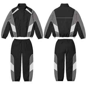 <b>Top</b> Trending Men's Customized Solid <b>Mesh</b> Lined Training Jogging Wear Regular Fit Plus Size Blank Crinkle Winter Tracksuits Sets - Product Image 5
