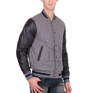 Meilleure vente de veste universitaire à manches en cuir de style streetwear pour hommes veste universitaire à manches en cuir avec logo personnalisé Service OEM - Product Image 1