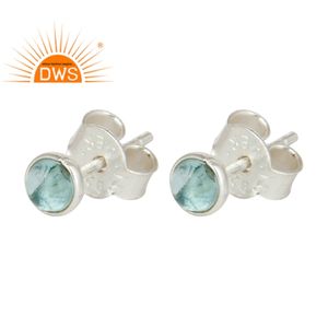 Meilleurs boucles d'oreilles en argent sterling fin faites à la main avec pierre précieuse topaze bleue hydro, fabricant de bijoux sur mesure - Product Image 2