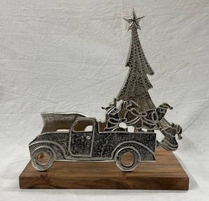 Ornements d'arbre de Noël en aluminium de haute qualité avec articles en métal de base en bois pour les décorations de Noël festives - Product Image 1