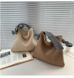 Bolso de Hombro de Paja Tejido a Mano Estilo Bohemio y Campestre, Bolso de Playa de Macramé, Directo del Proveedor Indio - Product Image 2