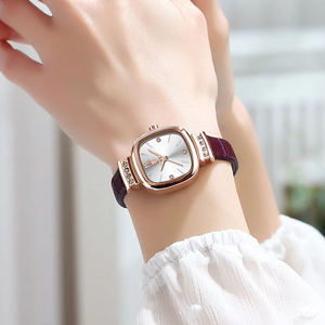 POEDAGAR 710 Square Fashion Lady <b>Watches</b> Waterproof <b>Leather</b> Bracelet Quartz <b>Watch</b> Women Stainless Steel Band Business Wristwatch - Product Image 3