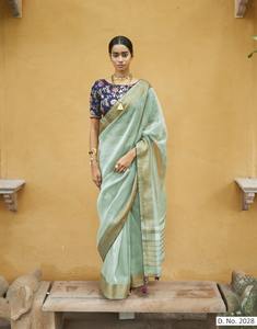 Dernier créateur de haute qualité Tissu organza Bordure de soie Saree by Fab Zone Party Wear Salwar Lehenga Choli Kameez Séquence Work - Product Image 5