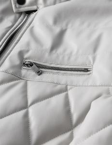 Chaqueta de motorista de cuero para hombre con cuello levantado recubierto, chaqueta de cuero Bomber estilo callejero para motociclistas - Product Image 5