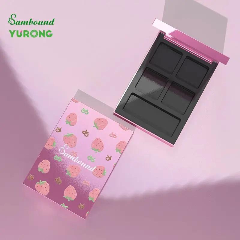 Dual-Color Eco-Friendly PET Plastic Storage Box Customizable Logo Rose Gold Plating for Blush or Eye Shadow/Contour