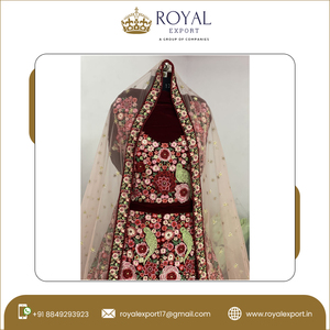 Meilleure qualité Design Unique velours belle broderie fleur travail indien mariage & fête vêtements Boutique mariée Lehenga Choli - Product Image 4