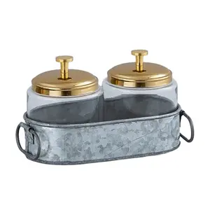 Combinazione domestica sale zucchero condimento pentola/zuccheriera con cucchiaio zuccheriera in acciaio inox/tazza di latte ottone zucchero sale Pot