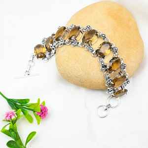 สร้อยข้อมือโทแพซสีน้ำผึ้ง เงินแท้ 925 ทำด้วยมือ เครื่องประดับเงิน สร้อยข้อมือพลอย ของขวัญวันเกิด วันแต่งงาน สำหรับเธอ - Product Image 4