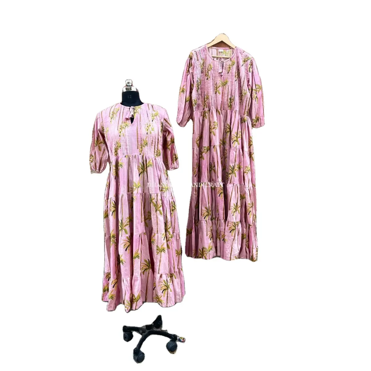 المرأة البوهيمي الملابس الجملة مصمم اللباس القطن الصيف قماش مطبوع يدوي طباعة الهندي تونك شاطئ ارتداء