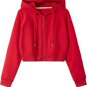 Women's <b>Cropped</b> <b>Zip</b> <b>Hoodie</b> | Long Sleeve Athletic Top | Sports Bra Friendly - Product Image 1