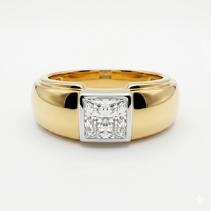 Bague pour homme en argent sterling avec diamant moissanite taille princesse, style élégant et princier - Product Image 1