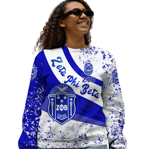 Sudadera con Cuello Redondo de la Hermandad Zeta Phi Beta para Mujer, Azul 1920, Letra Griega Bordada - Product Image 5