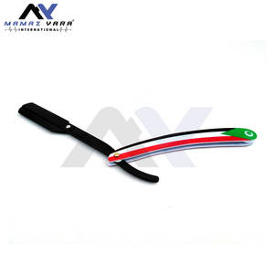 Navajas de afeitar rectas de papel recubierto negro con bloqueo giratorio, herramientas de barbería premium para salón, afeitadora manual suave OEM ODM - Product Image 5